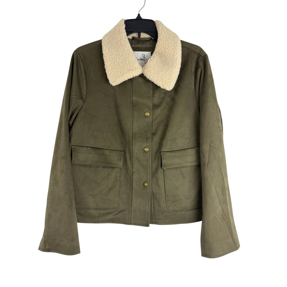 Sam Edelman NWT Olive Green Sherpa Collar Utility Jacket, SIZE M - Picture 2 of 8